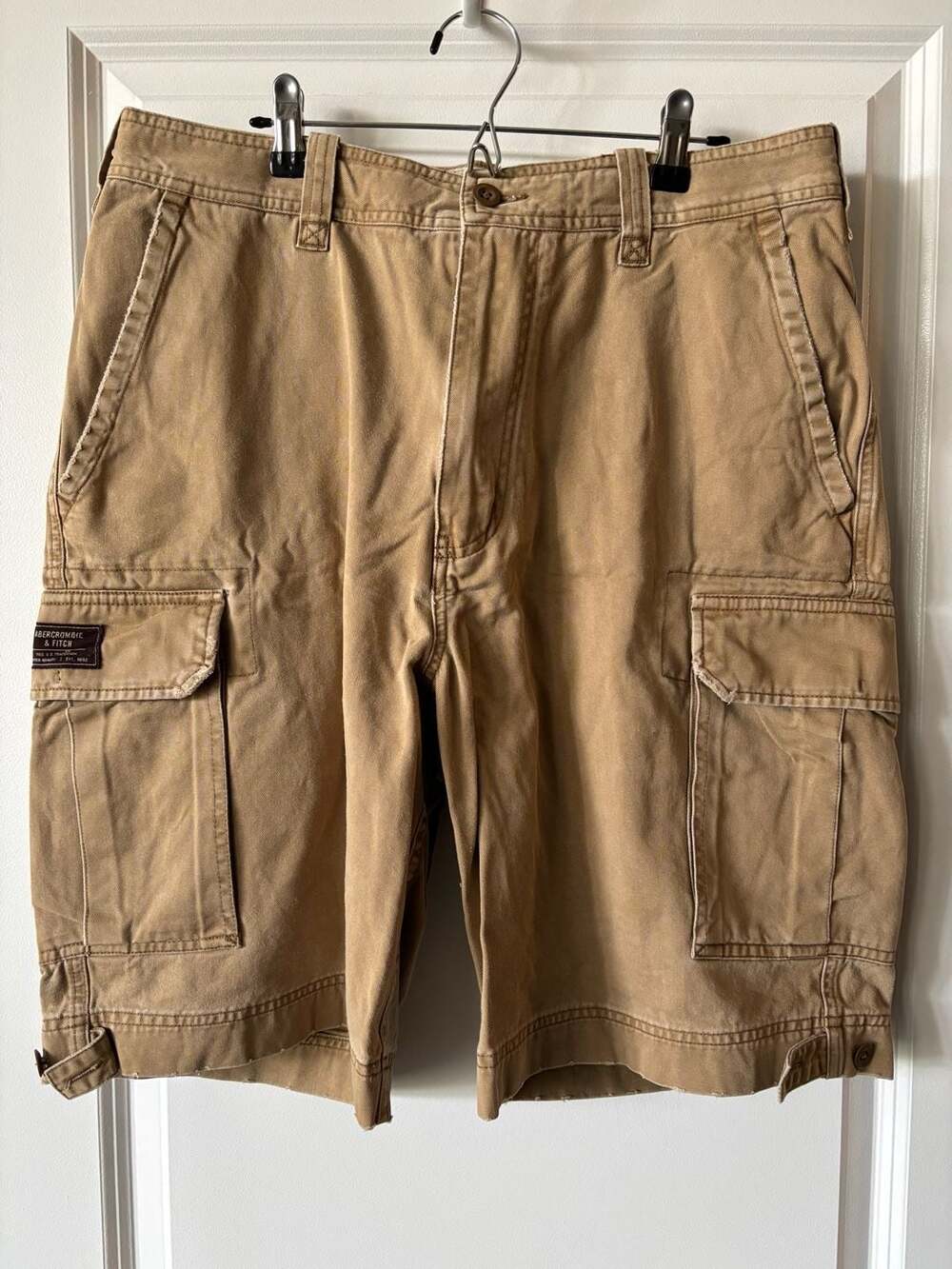 Abercrombie & Fitch Vintage Cargo Shorts Men's Size 34 Tan Khaki Cotton (2001 ca